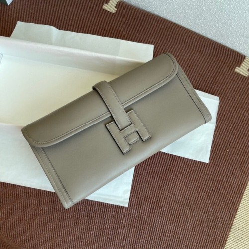 Hermes Original jige swift lederen clutch 37088 grijs