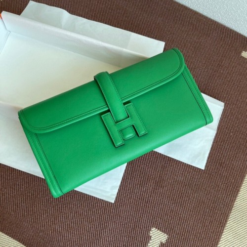 Hermes Original jige swift lederen clutch 37088 groen