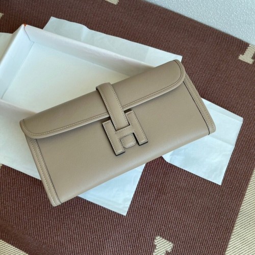 Hermes Original jige swift lederen clutch 37088 lichtgrijs