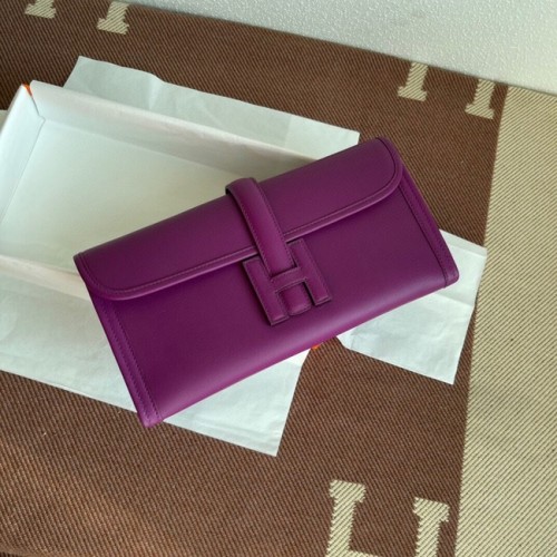 Hermes Original jige swift lederen clutch 37088 paars