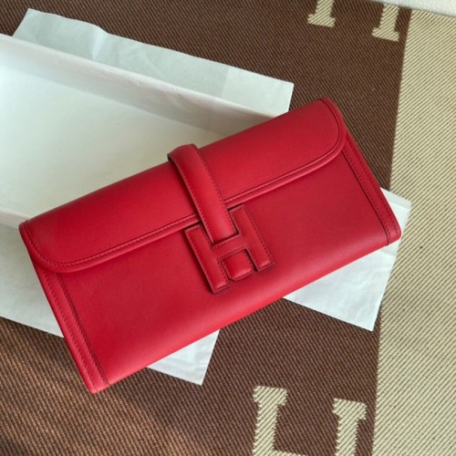 Hermes Original jige swift lederen clutch 37088 rood