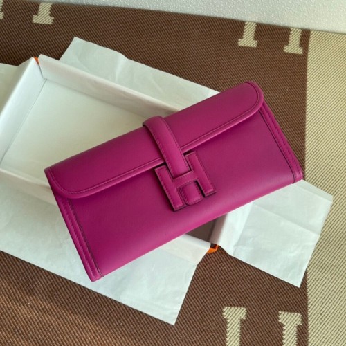 Hermes Original jige swift lederen clutch 37088 roze