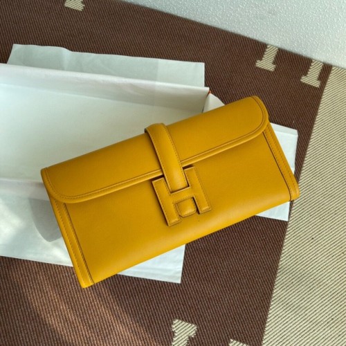 Hermes Original jige swift lederen clutch 37088 geel