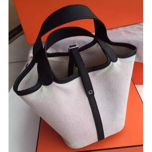 Hermes Picotin Lock 18cm Tas Canvas HPL8618T Zwart