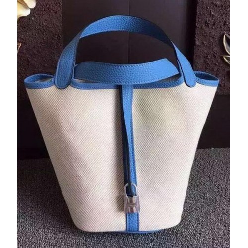 Hermes Picotin Lock 18cm Tas Canvas HPL8618T Blauw