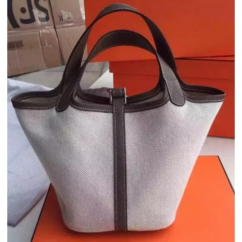 Hermes Picotin Lock 18cm Tas Canvas HPL8618T Donkergrijs