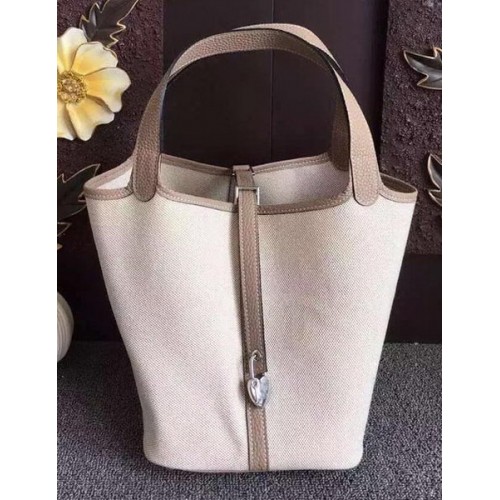 Hermes Picotin Lock 18cm Tas Canvas HPL8618T Grijs