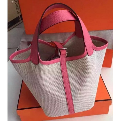 Hermes Picotin Lock 18cm Tas Canvas HPL8618T Roze
