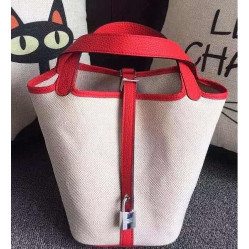 Hermes Picotin Lock 18cm Tas Canvas HPL8618T Rood