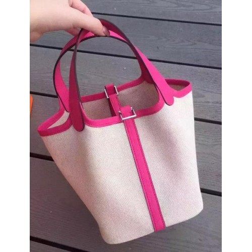 Hermes Picotin Lock 18cm Tas Canvas HPL8618T Roze