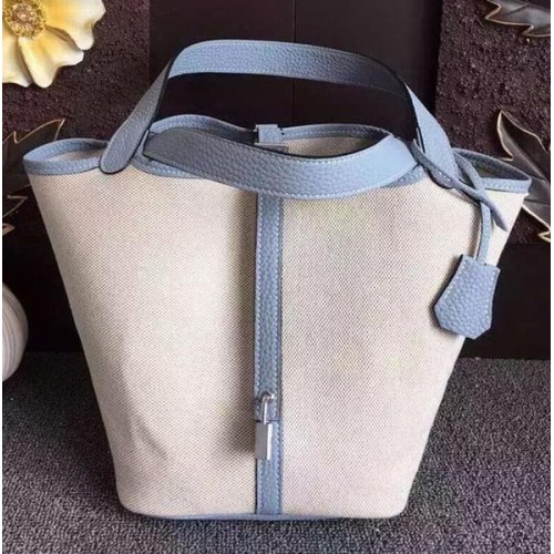 Hermes Picotin Lock 18cm Tas Canvas HPL8618T Hemelsblauw