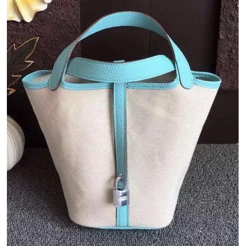 Hermes Picotin Lock 18cm Tas Canvas HPL8618T Lichtblauw