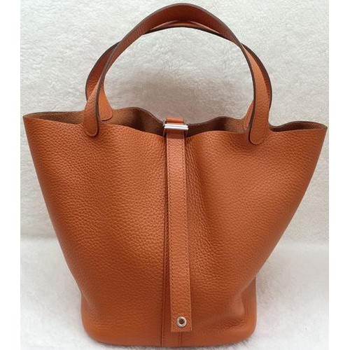 Hermes Picotin Lock 22cm Tassen Litchi Leer HPL1048 Oranje