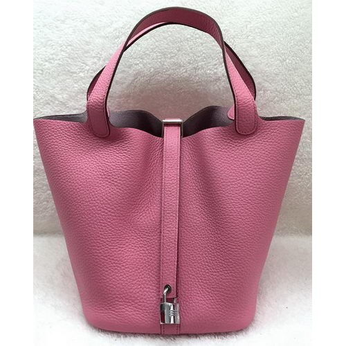 Hermes Picotin Lock 22cm Tassen Litchi Leer HPL1048 Roze