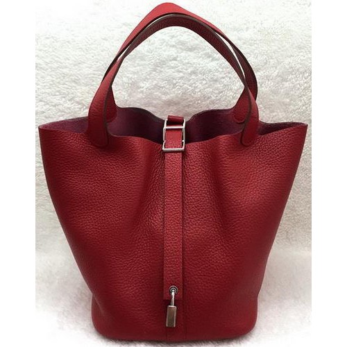 Hermes Picotin Lock 22cm Tassen Litchi Leer HPL1048 Rood