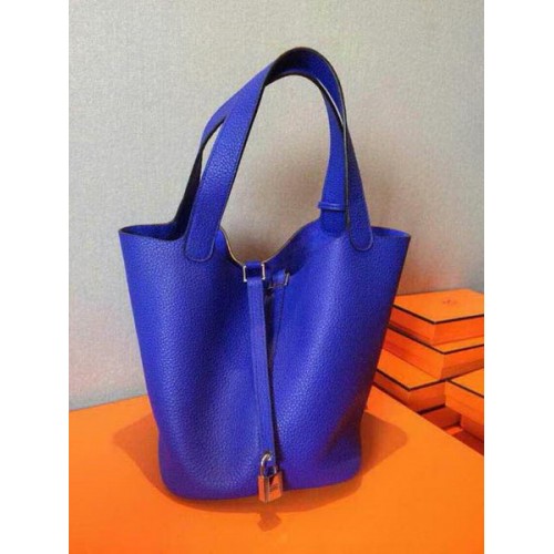 Hermes Picotin Lock 22cm Tassen Litchi Leer HPT22 Blauw