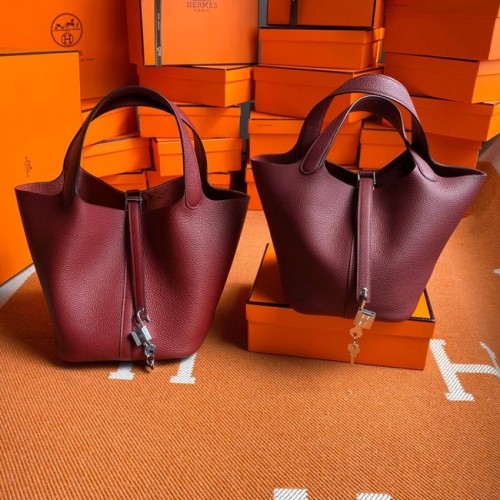 Hermes Picotin Lock Tassen Origineel togo leer PL3388 bordeaux