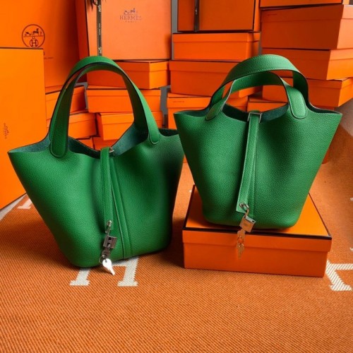 Hermes Picotin Lock Tassen Origineel Togo Leer PL3388 groen