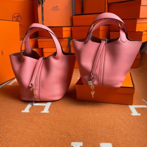 Hermes Picotin Lock Tassen Origineel Togo Leer PL3388 roze