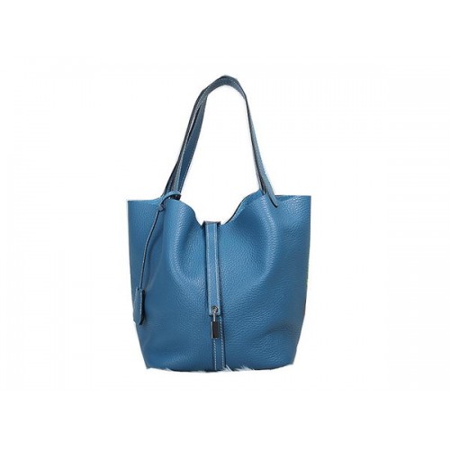 Hermes Picotin Lock MM tas in origineel leer blauw