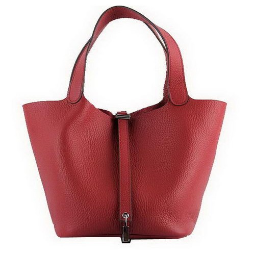 Hermes Picotin Lock MM Tassen Clemence Leer H8616 Rood