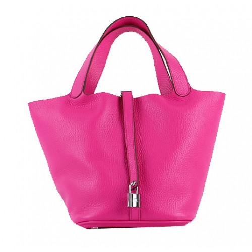 Hermes Picotin Lock PM-tas in Clemence-leer H8615 Rose