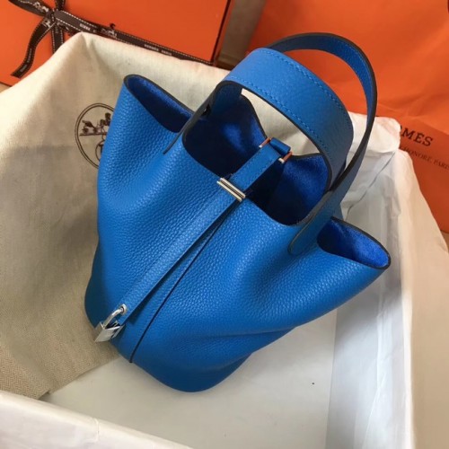 Hermes Picotin Lock PM tassen origineel leer H8688 blauw