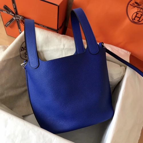 Hermes Picotin Lock PM Tassen Origineel Leer H8688 elektrisch blauw