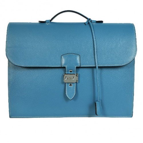 Hermes Sac Depeche 38cm Aktetas Clemence Blauw