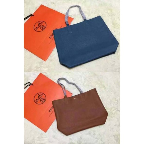 Hermes Shopper dubbelzijdige tas origineel leer HS1209 blauw en tarwe