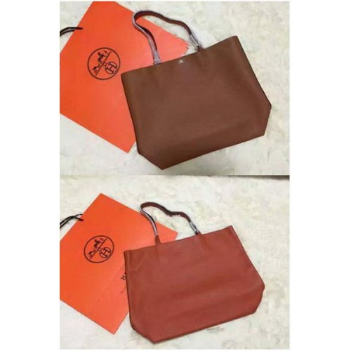 Hermes Shopper dubbelzijdige tas origineel leer HS1209 oranje en tarwe