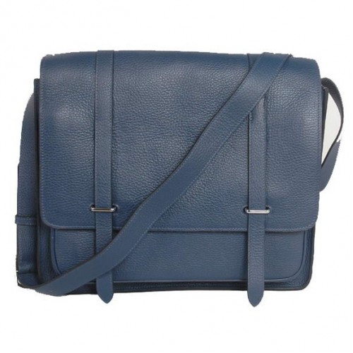 Hermes Steve 35cm koerierstas Clemence leer donkerblauw