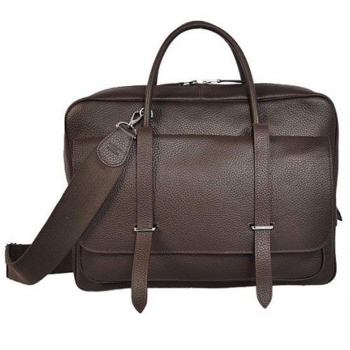 Hermes Steve 38cm reistas Clemence leer bruin