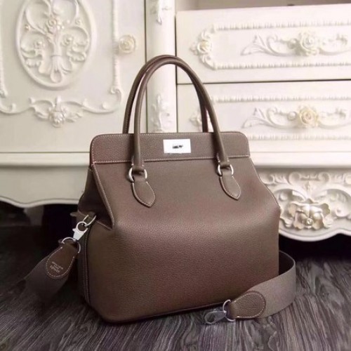Hermes Toolbox Tas Origineel Togo Leer H3259 Grijs