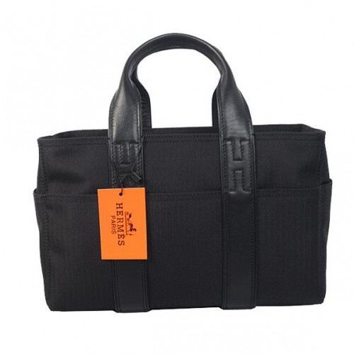 Hermes draagtas canvas leer H858S zwart