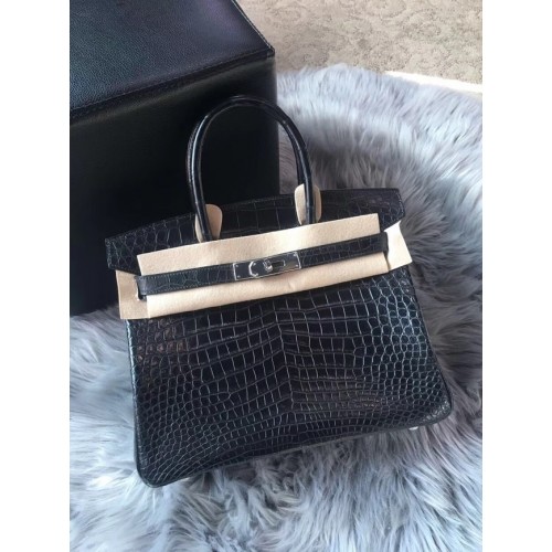 Hermes echt 100% krokodillenleer handgemaakte birkin tas BK350 ZWART