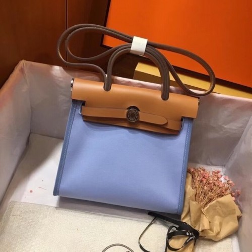 Hermes mini Herbag Original Canvas Leer Kalfsleer 45987 blauw & bruin