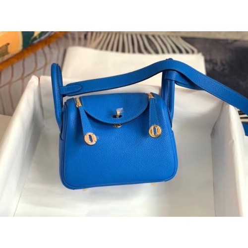 Hermes mini Lindy Original Togo lederen tas OLD19 elektrisch blauw