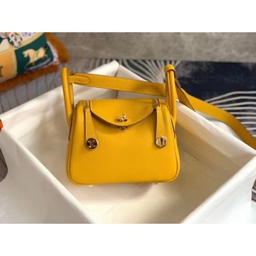 Hermes mini Lindy Original Togo lederen tas OLD19 geel