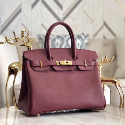 Hermes origineel Epsom leer HB35O bordeaux en goud metaal