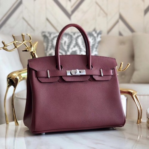 Hermes origineel Epsom leer HB35O bordeaux en zilver metaal