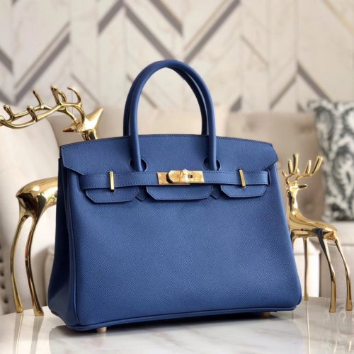 Hermes origineel Epsom leer HB35O blauw en goud metaal