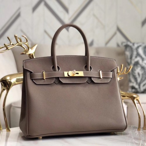 Hermes origineel Epsom leer HB35O grijs en goud metaal