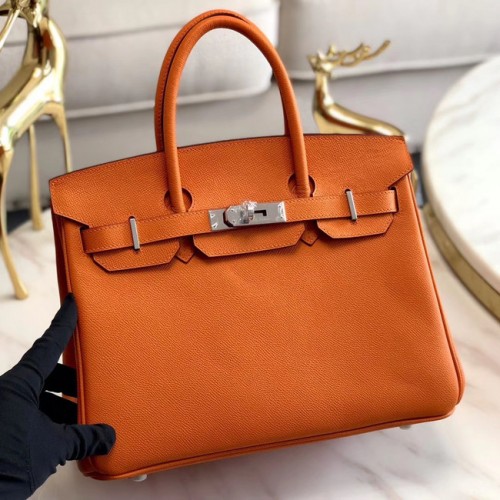 Hermes origineel Epsom leer HB35O oranje en zilver metaal