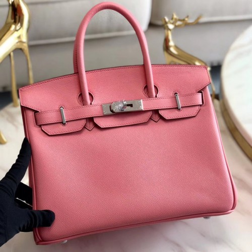 Hermes origineel Epsom leer HB35O roze en zilver metaal