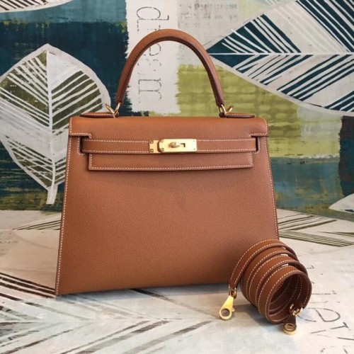 Hermes originele Kelly Epsom Leer KL32 bruin