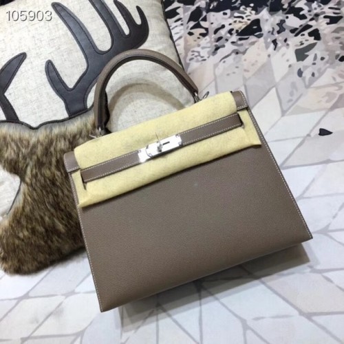 Hermes origineel Kelly Epsom Leer KL32 donkergrijs