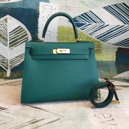 Hermes origineel Kelly Epsom Leer KL32 groen