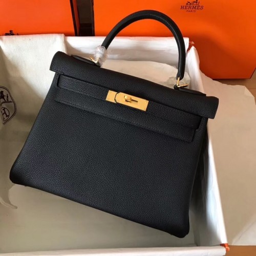 Hermes originele Togo leren hoedentas KL320 zwart