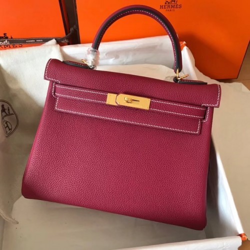 Hermes originele Togo leren hoedentas KL320 fuchsia